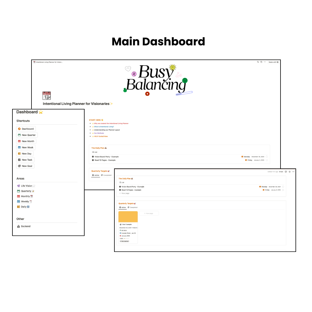 *NOTION TEMPLATE* Intentional Living Planner for Visionaries