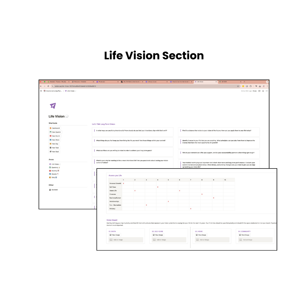 *NOTION TEMPLATE* Intentional Living Planner for Visionaries